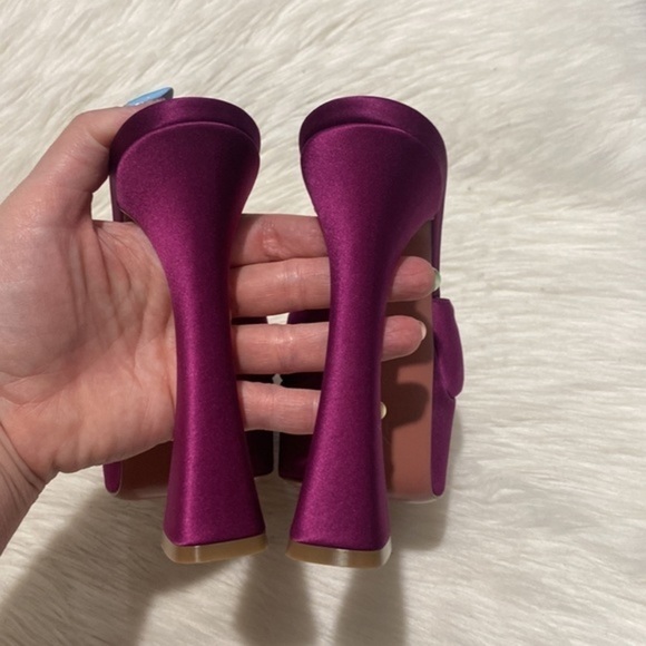 Amina Muaddi Dalida silk satin platform sandal size 36EU - Picture 6 of 12